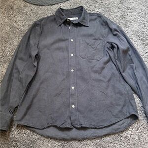 Men's Gray Button-Up Shirt Zara twill casual wear sz L